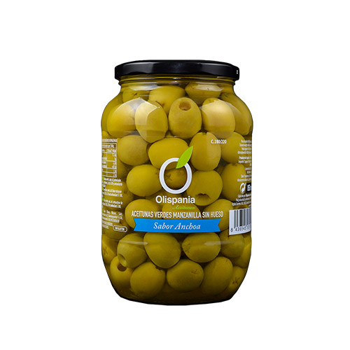 ACEITUNAS MANZANILLA DESH SABOR ANCHOA 200/220 400 GRS OLISPANIA