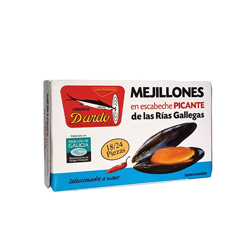 MEJILLONES ESCABECHE PICANTES RÍAS 18/24 OL-120 DARDO